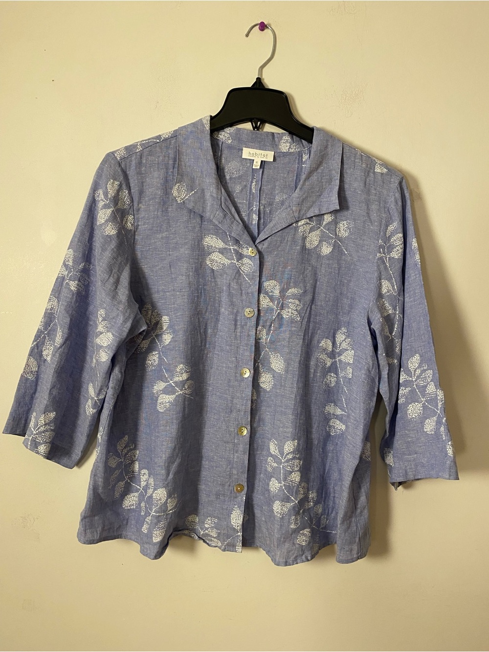 Habitat Linen Light Blue Floral Button-Front Shirt